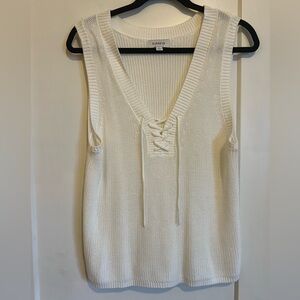 Evereve Women's Cream Lace-Up Knit Tank